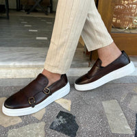 Herren Doppel-Monkstrap Schuhe mit Weißer Sohle-Luzern Mode