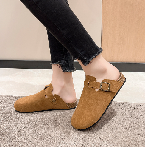 Damen Hausschuhe mit Schnalle - Bequeme Pantoffeln kaufen-Dunkelbraun-35-Luzern Mode