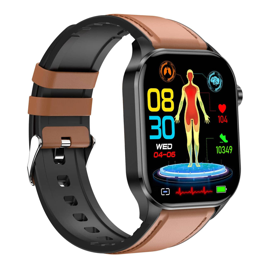 Smartwatch | EKG Blutdruck Gesundheit iOS Android Wiederaufladbar Langlebig-Braun-Luzern Mode