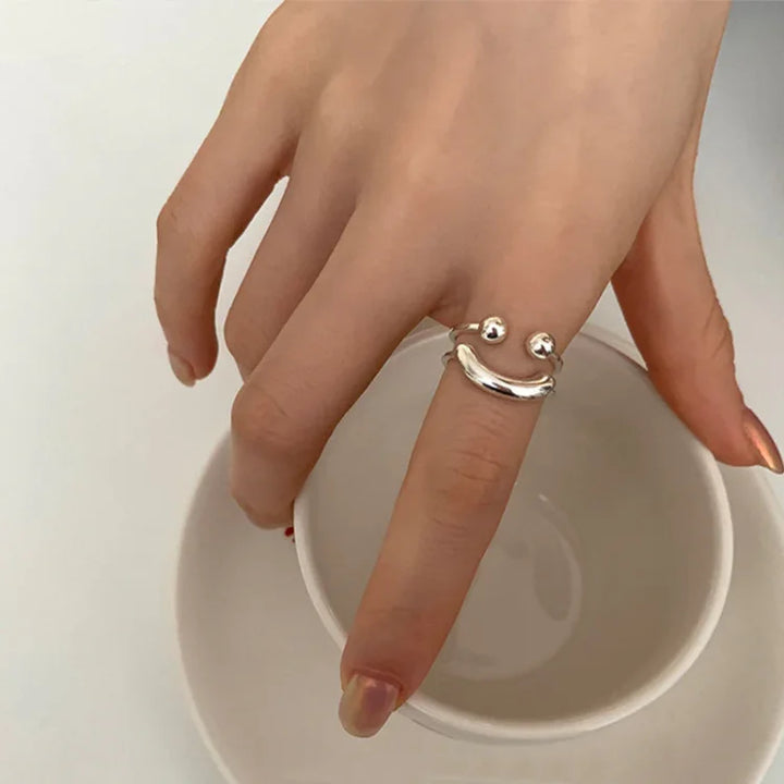 Smiley Ring | Fröhlich Stilvoll Verstellbar Silber Langlebig Einzigartig-Luzern Mode