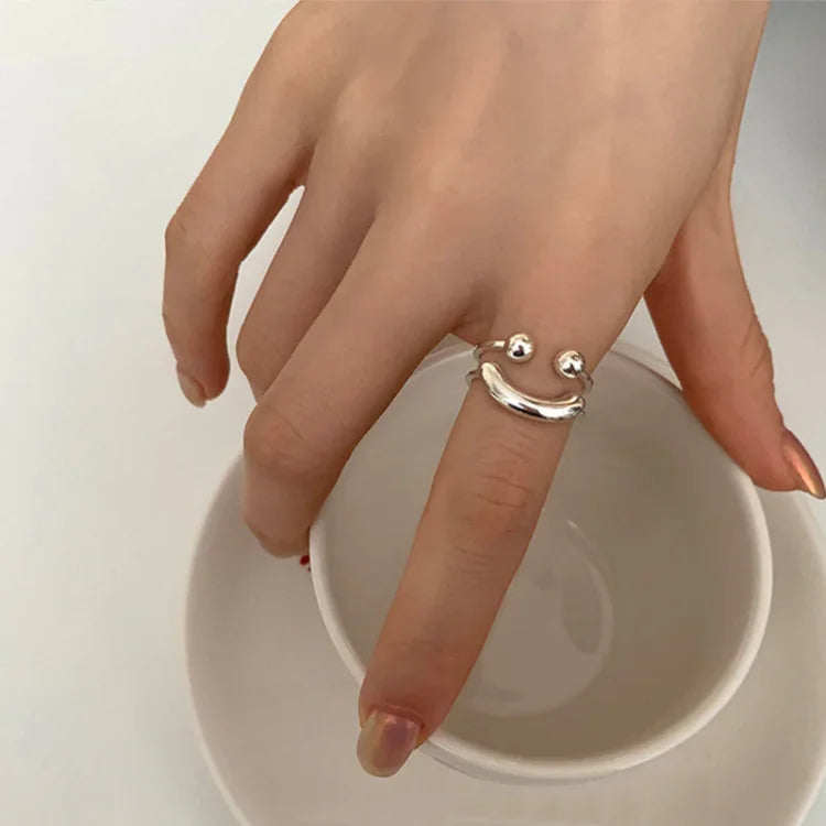 Smiley Ring | Fröhlich Stilvoll Verstellbar Silber Langlebig Einzigartig-Luzern Mode