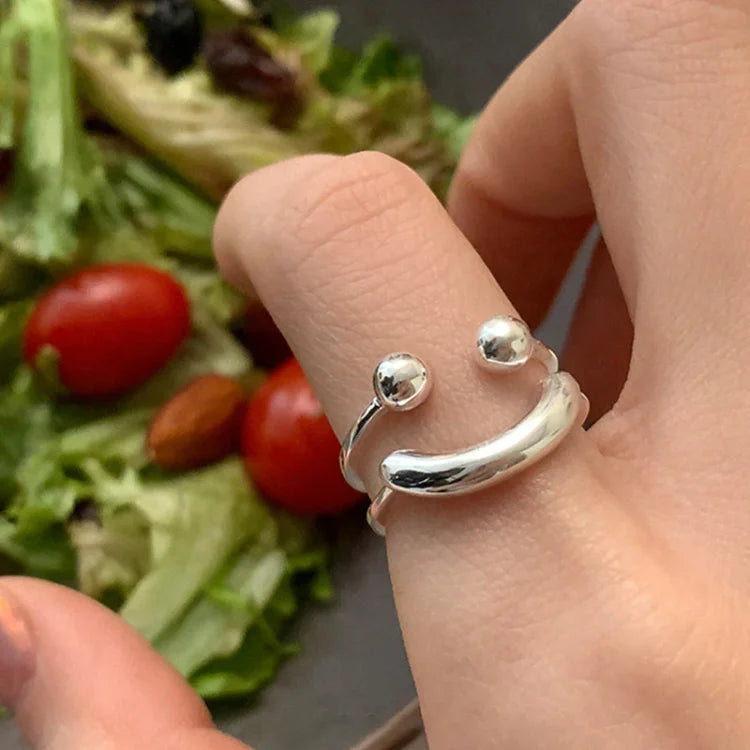 Smiley Ring | Fröhlich Stilvoll Verstellbar Silber Langlebig Einzigartig-Silber-Luzern Mode