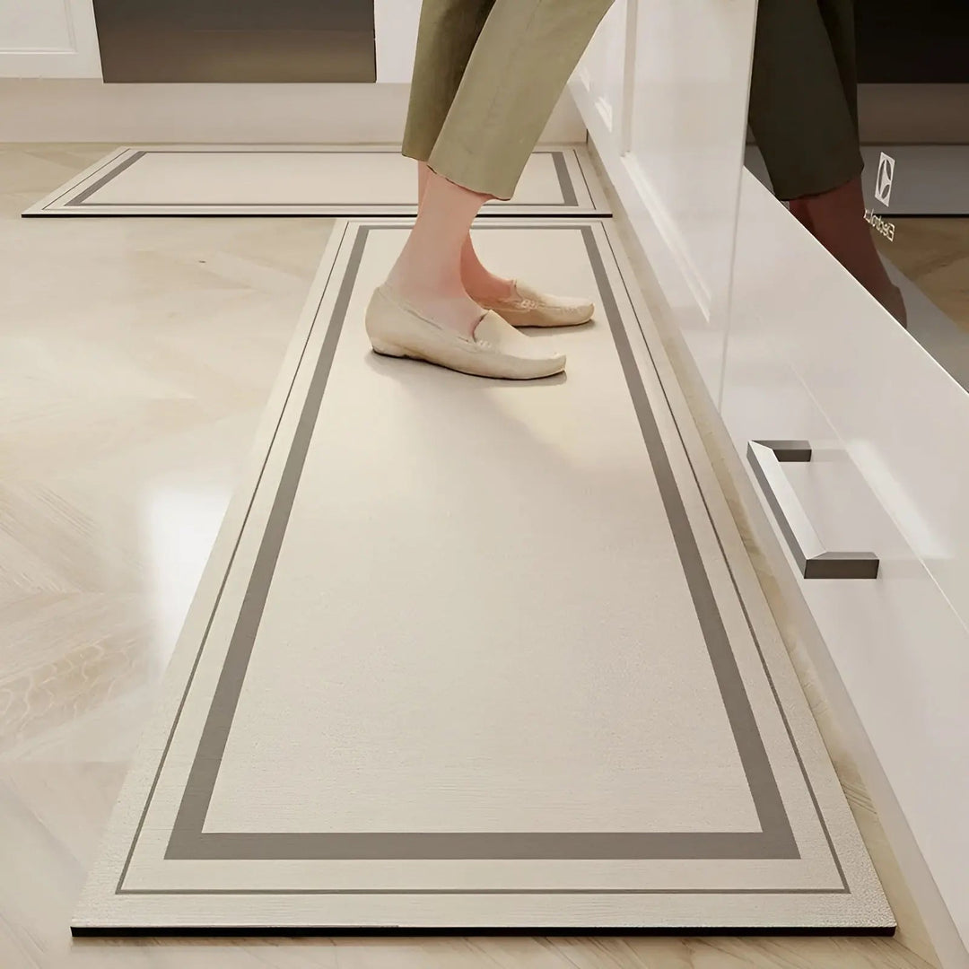 Keukenmat | Waterafstotend Antislip PVC Stijlvol Veelzijdig Comfort-Dubbele lijn-40 cm x60 cm-Luzern Mode