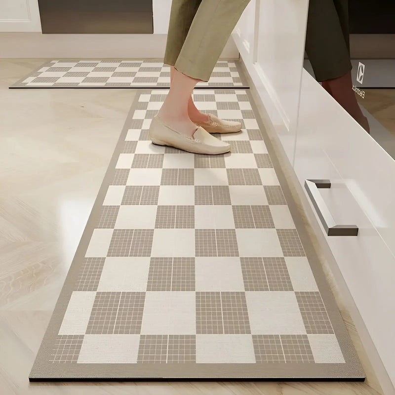 Keukenmat | Waterafstotend Antislip PVC Stijlvol Veelzijdig Comfort-Geblokt-40 cm x60 cm-Luzern Mode