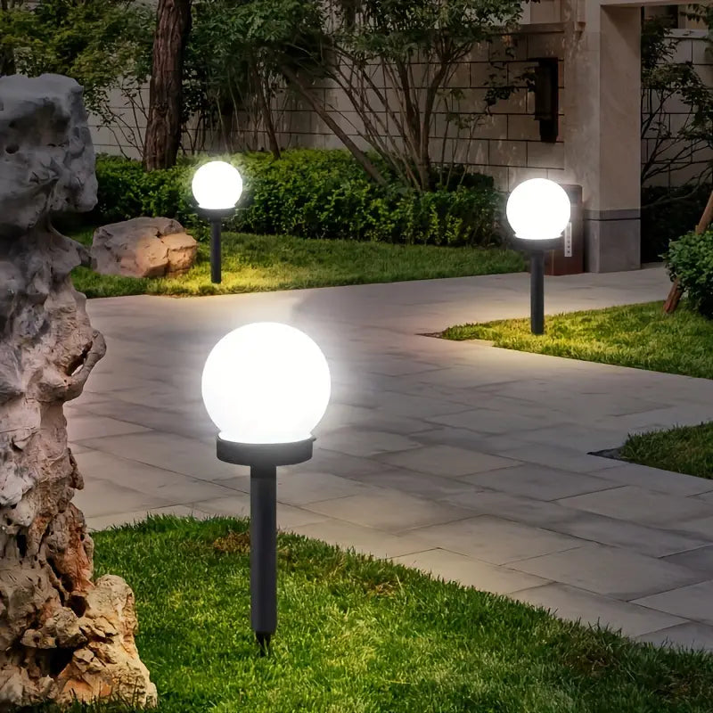 Kugelförmige Gartenlampe | Solarenergie | Schalter | Kunststoff-Luzern Mode