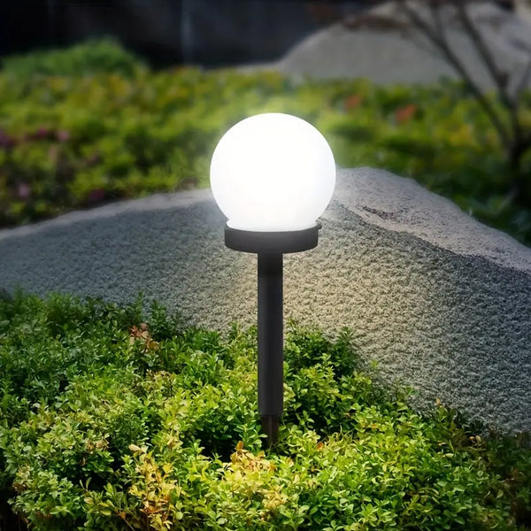 Kugelförmige Gartenlampe | Solarenergie | Schalter | Kunststoff-Weiß Licht-Luzern Mode