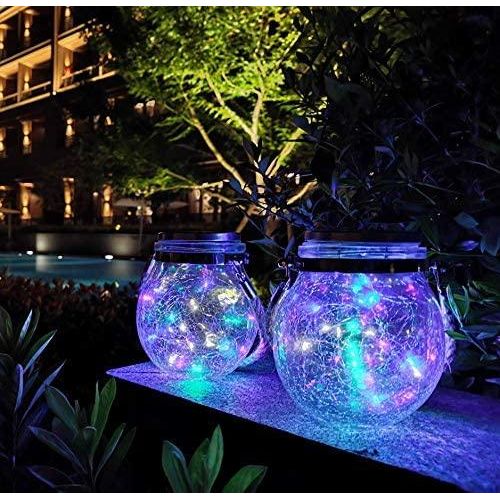 Weckglaslampe | Gartenbeleuchtung | Solarenergie | Nachhaltig | Wasserdicht-RGB-Set von 2-Luzern Mode