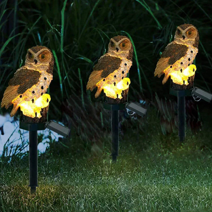 Solarbetriebene Gartenlampe | Eule | Stilvoll | Kabellos | Langlebig | Einzigartig | Stimmungsvolles Licht-Braun-45CM-Luzern Mode