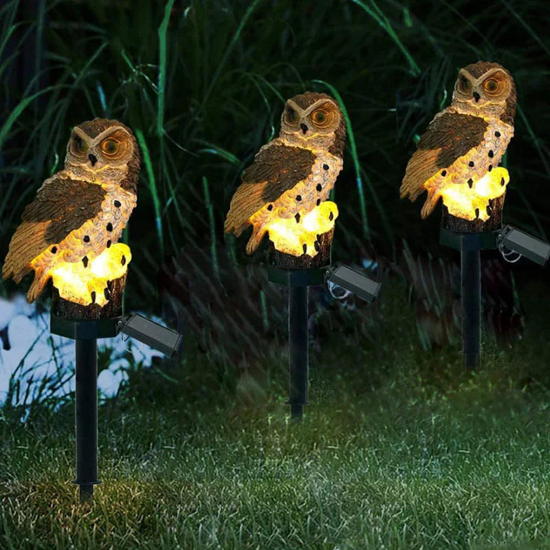 Solarbetriebene Gartenlampe | Eule | Stilvoll | Kabellos | Langlebig | Einzigartig | Stimmungsvolles Licht-Braun-45CM-Luzern Mode