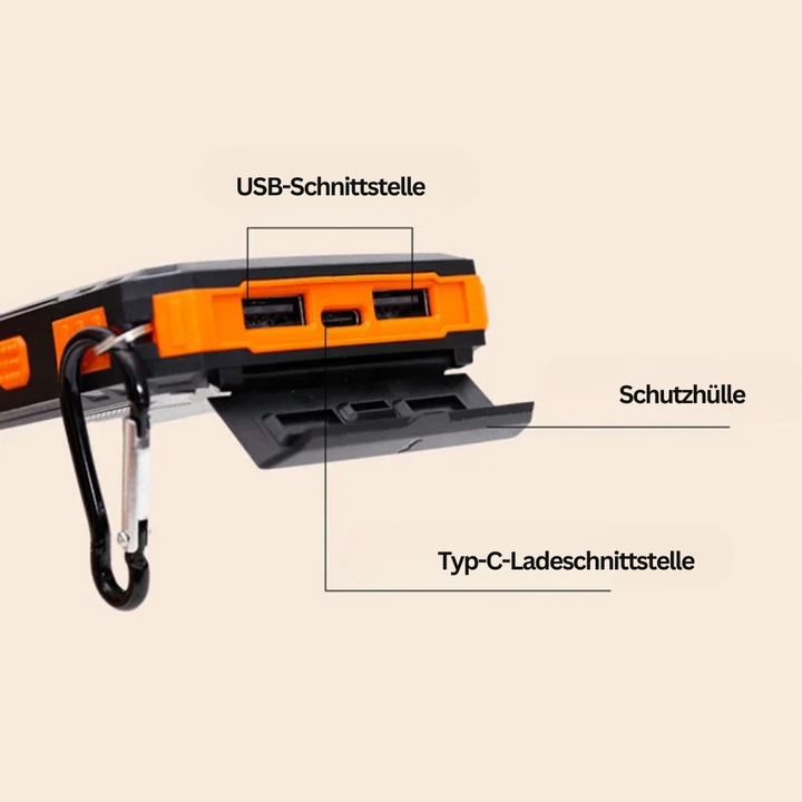 Solar-Powerbank | Leistungsstark Vielseitig Taschenlampe USB Lightning Schnellladen-Luzern Mode