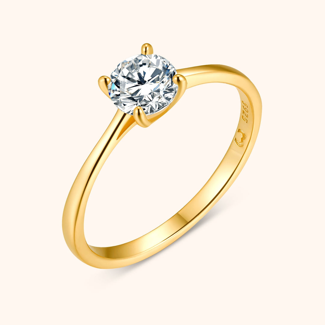 Damenring | Zirkonia Stein Stilvoll Silber Einzigartig Klassisch Langlebig-Gold-5-Luzern Mode