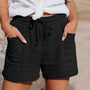 Damen Sommer Shorts Baumwolle mit Taschen - Bequem & Modisch-Schwarz-S-Luzern Mode