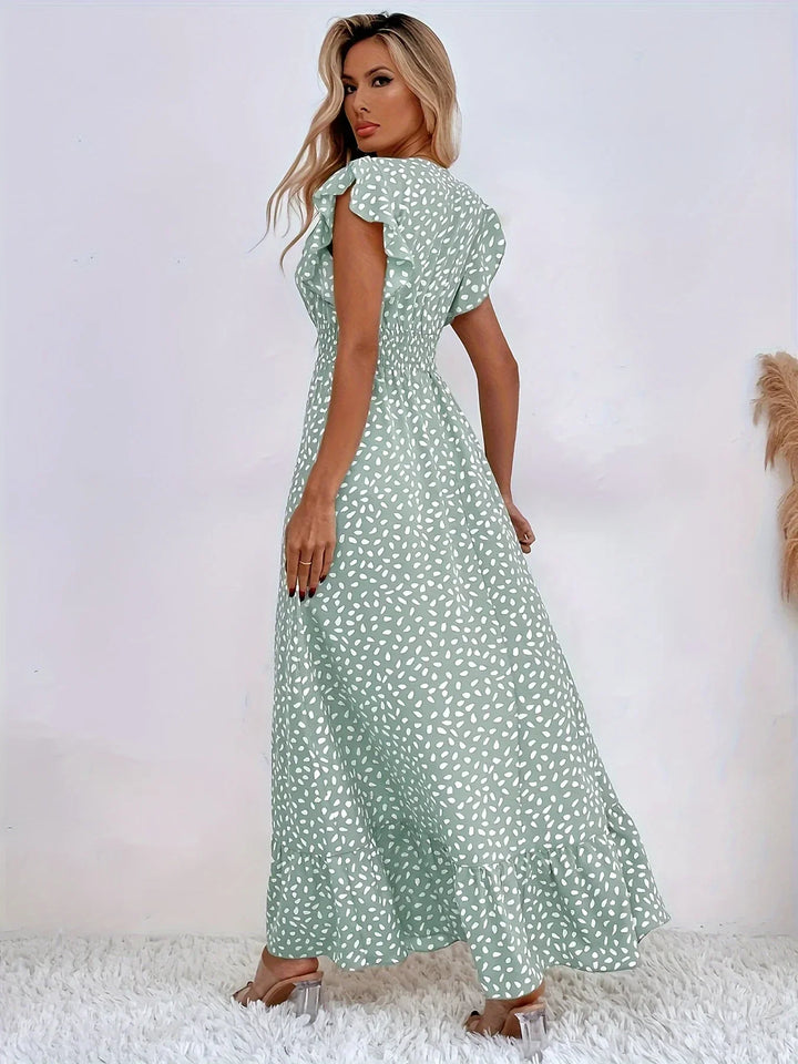 Maxikleid Damen Sommer V-Ausschnitt Boho Stil Elegant-Luzern Mode