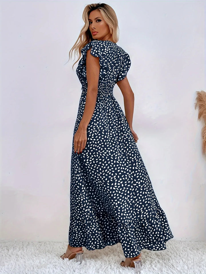 Maxikleid Damen Sommer V-Ausschnitt Boho Stil Elegant-Luzern Mode