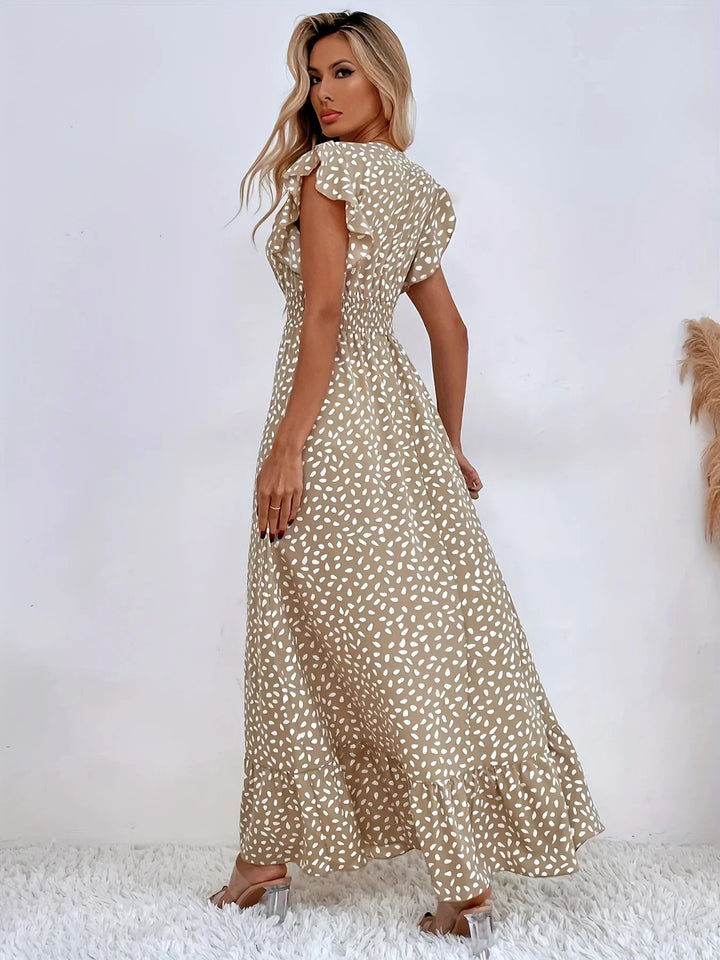 Maxikleid Damen Sommer V-Ausschnitt Boho Stil Elegant-Luzern Mode
