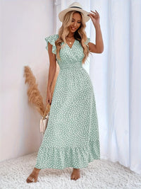 Maxikleid Damen Sommer V-Ausschnitt Boho Stil Elegant-XS-Mintgrün-Luzern Mode