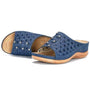 Bequeme orthopädische Sandalen für Damen mit Fußbett-Blau-35-Luzern Mode