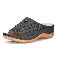 Bequeme orthopädische Sandalen für Damen mit Fußbett-Schwarz-35-Luzern Mode