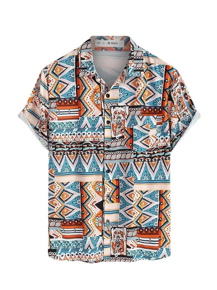 Sommer Damen Shirt mit Ethnischem Druck und Brusttasche – Nova