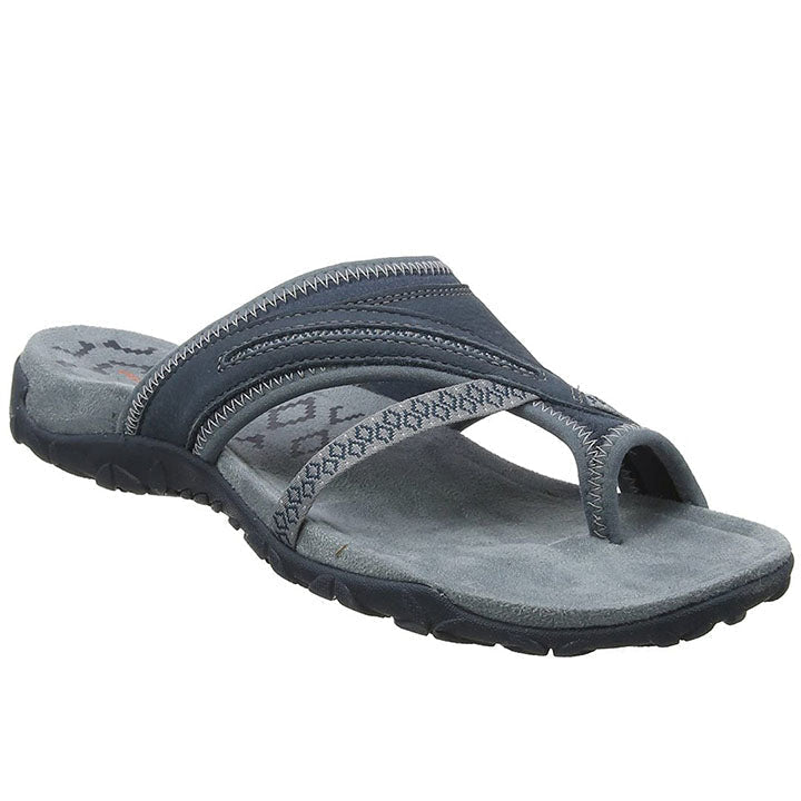 Sommer Damen Sandalen | T-Strap | Bequem | Rutschfest | Luftig | Leicht-Grau-35-Luzern Mode
