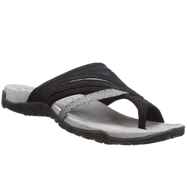 Sommer Damen Sandalen | T-Strap | Bequem | Rutschfest | Luftig | Leicht-Hellgrau-35-Luzern Mode