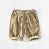 Herren Baumwollshorts Sommer | Leicht | Bequem | Kordelzug | Freizeit Look-Beige-S-Luzern Mode