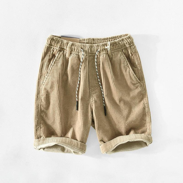 Herren Baumwollshorts Sommer | Leicht | Bequem | Kordelzug | Freizeit Look-Beige-S-Luzern Mode