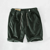 Herren Baumwollshorts Sommer | Leicht | Bequem | Kordelzug | Freizeit Look-Grün-S-Luzern Mode