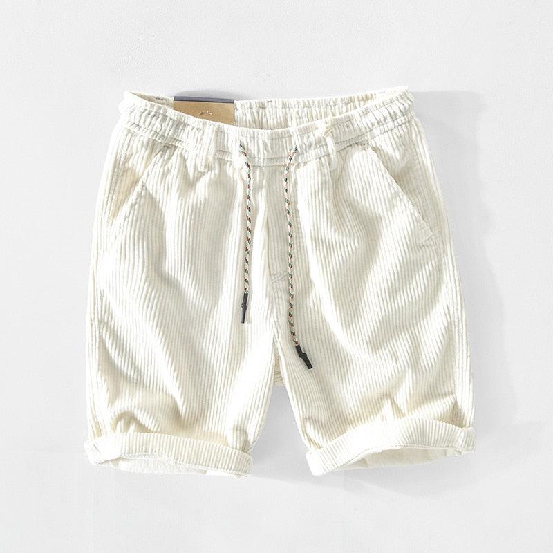 Herren Baumwollshorts Sommer | Leicht | Bequem | Kordelzug | Freizeit Look-Weiß-S-Luzern Mode