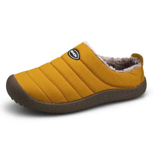 Herren Winterhausschuhe mit Warmfutter und rutschfester Sohle-Gelb-38-Luzern Mode