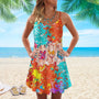 Sommer-Minikleid | Verspieltem Print | Ärmellos | Rundhals | Leicht-Mehrfarbig-S-Luzern Mode