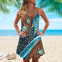 Sommer-Minikleid | Verspieltem Print | Ärmellos | Rundhals | Leicht-Schildkröte Braun-S-Luzern Mode