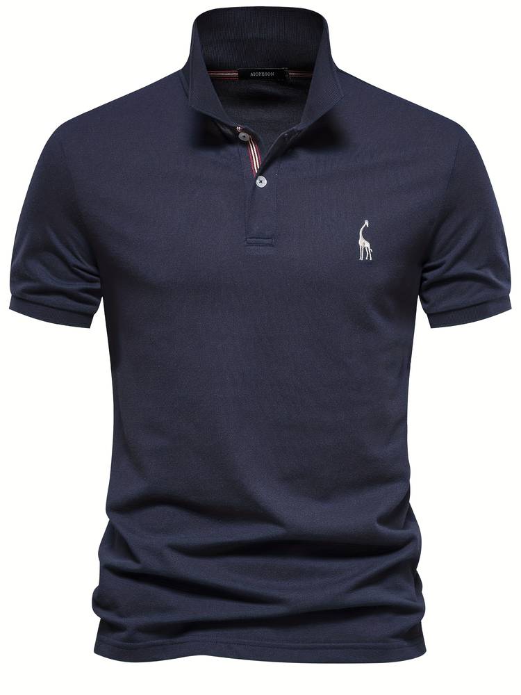 Atmungsaktive Baumwolle | figurbetonter Schnitt | 1 kaufen 1 gratis | Poloshirt-Dunkelblau-S-Luzern Mode