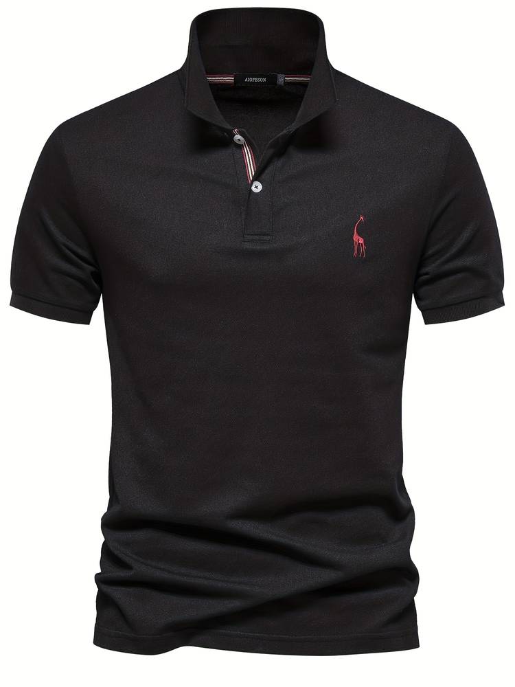 Atmungsaktive Baumwolle | figurbetonter Schnitt | 1 kaufen 1 gratis | Poloshirt-Schwarz-S-Luzern Mode