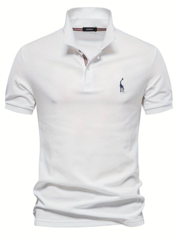 Atmungsaktive Baumwolle | figurbetonter Schnitt | 1 kaufen 1 gratis | Poloshirt-Weiß-S-Luzern Mode