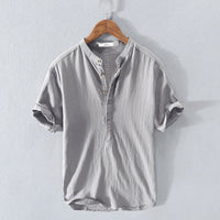 Sommer Shirt Herren | Atmungsaktiv | Baumwolle | Leicht | Freizeit | Kurzarm-Grau-S-Luzern Mode