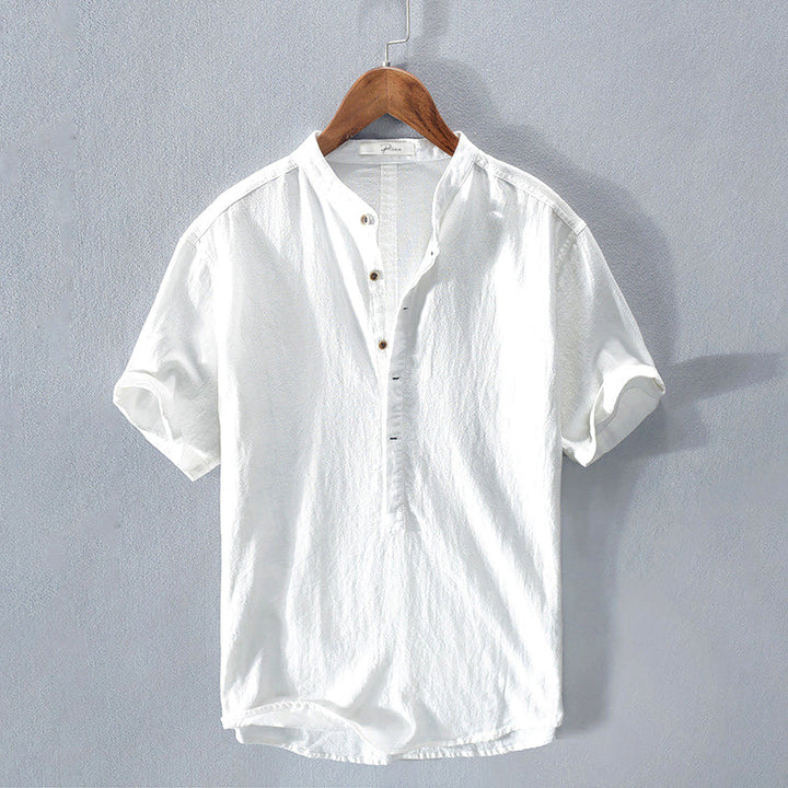 Sommer Shirt Herren | Atmungsaktiv | Baumwolle | Leicht | Freizeit | Kurzarm-Weiß-S-Luzern Mode