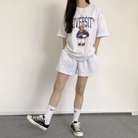 Weiche Baumwolle | lockerer Schnitt | zweiteiliges Set | Shirt mit Print | Shorts bequem-Luzern Mode