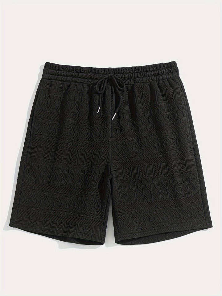 Herren Shorts 1+1 GRATIS | Sommer Basic kurz | bequem | Kordelzug Alltag Strand-Schwarz-S(46)-Luzern Mode