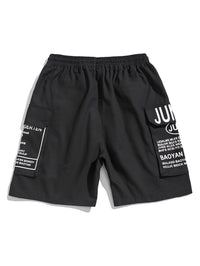 Herren Shorts Baumwolle | Lockerer Schnitt | Letter-Print | Gummibund mit Kordelzug | Taschen-Luzern Mode