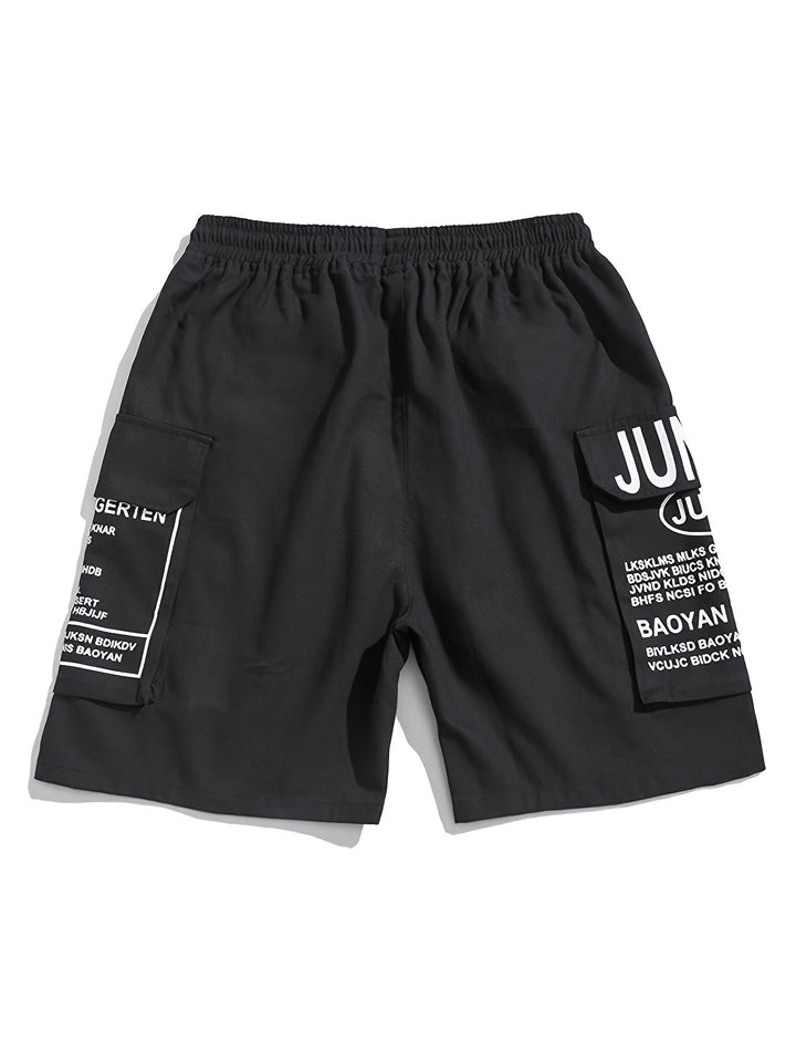 Herren Shorts Baumwolle | Lockerer Schnitt | Letter-Print | Gummibund mit Kordelzug | Taschen-Luzern Mode