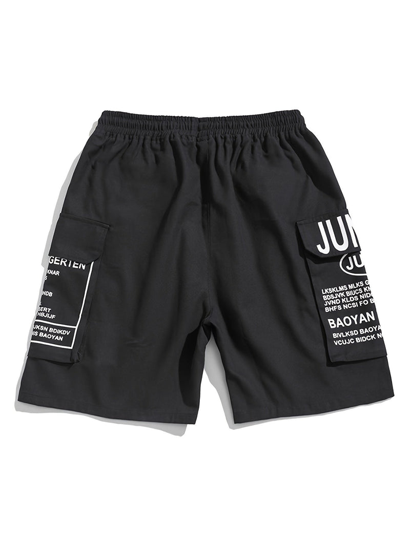 Herren Shorts Baumwolle | Lockerer Schnitt | Letter-Print | Gummibund mit Kordelzug | Taschen-Luzern Mode