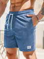 Herren Shorts Sommer | Streifen Look | Luftig bequem | Casual Stil | Freizeit-Dunkelcyan-S-Luzern Mode