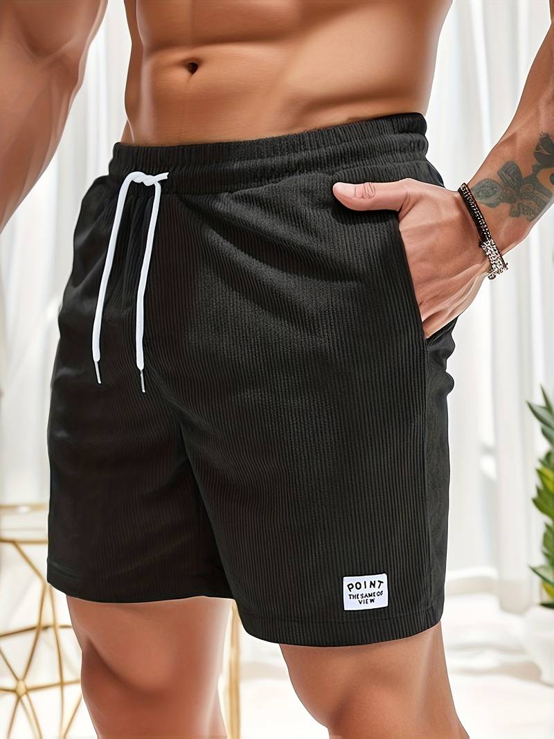 Herren Shorts Sommer | Streifen Look | Luftig bequem | Casual Stil | Freizeit-Schwarz-S-Luzern Mode