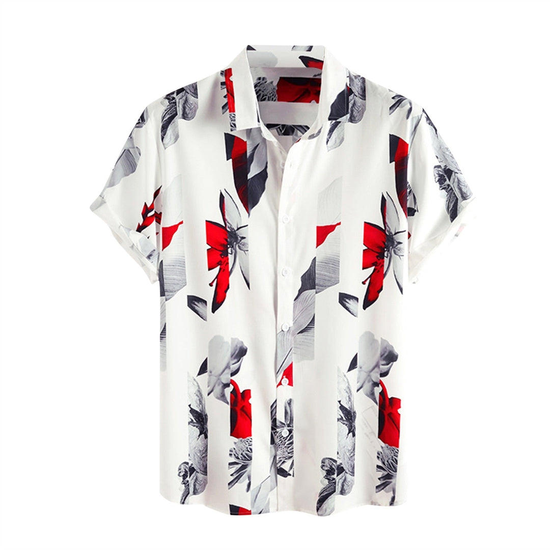 Sommerhemd Herren | Leicht atmungsaktiv | Tropischer Look | Freizeit und Urlaub-Weiß-M-Luzern Mode