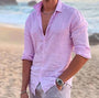 Herren Sommerhemd | Langarm | Knopfleise | Einfarbig | Oversized Fit-Lila-S-Luzern Mode