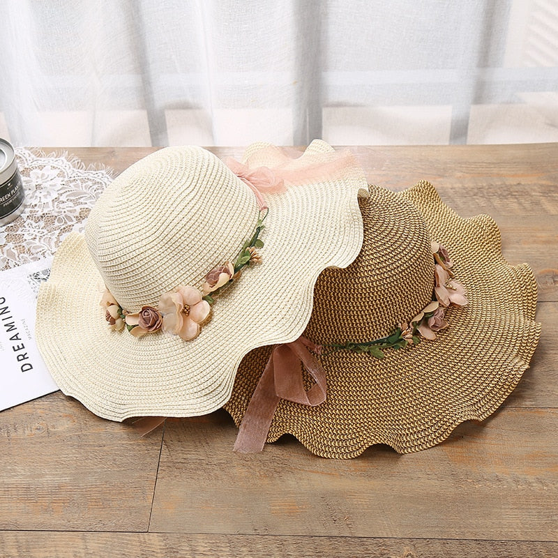Sommerhut Damen Blumenmuster | Leicht bequem | Strandhut | Stylisches Accessoire-Luzern Mode