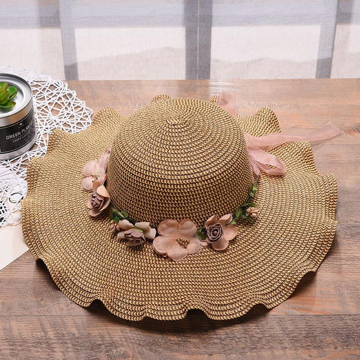 Sommerhut Damen Blumenmuster | Leicht bequem | Strandhut | Stylisches Accessoire-Khaki-Luzern Mode