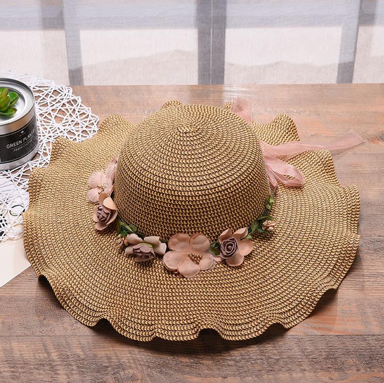 Sommerhut Damen Blumenmuster | Leicht bequem | Strandhut | Stylisches Accessoire-Khaki-Luzern Mode
