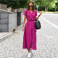 Damen Maxikleid mit Punktmuster und Seitenschlitz-Luzern Mode